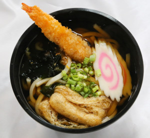 udon with tempura prawn